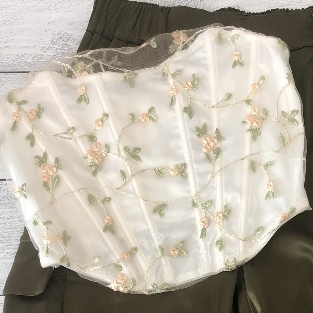 Floral Embroidered Corset Top